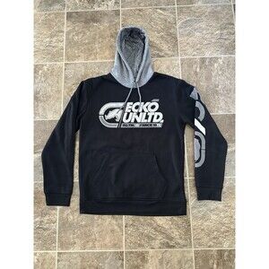 Ecko Unltd. Men's Pullover Hoodie Y2K Black Size Medium Grunge Skater
